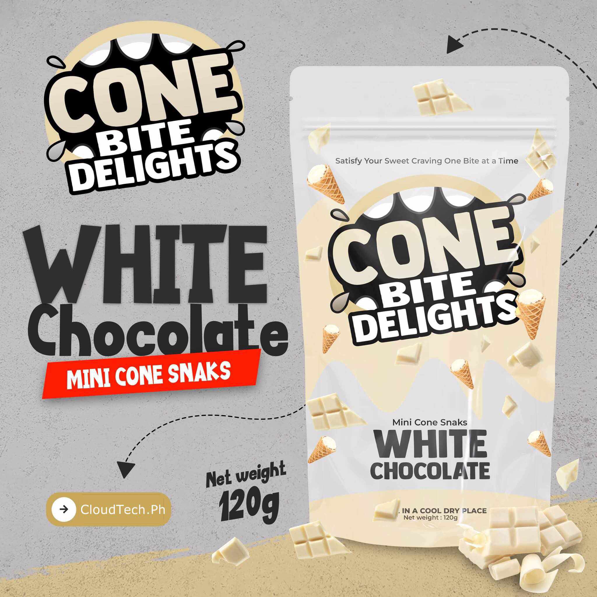 Cone Bite Delights White Chocolate